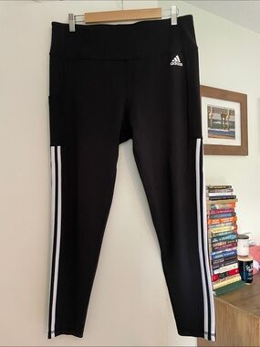 Adidas ~ Black Leggings with Classic Three Stripes